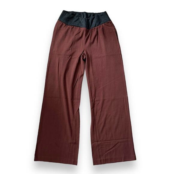 New WeWoreWhat Women's Low Rise V Pant Suiting Twill Cacao/Black Large MSRP $118 - Picture 4 of 7